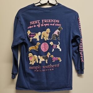 Simply Southern Kids Navy Long Sleeve Shirt with Dog Print